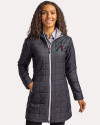 Arizona Diamondbacks Cutter & Buck Rainier PrimaLoft®  Womens Eco Insulated Hooded Long Coat Black Front Thumbnail Image
