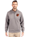 Baltimore Orioles Cooperstown Cutter & Buck Roam Epic Versatility Recycled Quarter Zip Mens Pullover Elemental Grey Front Thumbnail Image