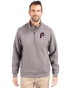Philadelphia Phillies Cooperstown Cutter & Buck Roam Epic Versatility Recycled Quarter Zip Mens Pullover Elemental Grey Front Thumbnail Image