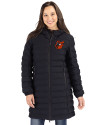 Baltimore Orioles Cooperstown Cutter & Buck Mission Ridge Repreve Eco Insulated Womens Long Puffer Jacket Black Front Thumbnail Image