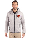 Baltimore Orioles Cooperstown Cutter & Buck Rainier Primaloft Eco Mens Full Zip Hooded Jacket Polished Medium Gray Front Thumbnail Image
