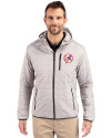New York Yankees Cooperstown Cutter & Buck Rainier Primaloft Eco Mens Full Zip Hooded Jacket Polished Medium Gray Front Thumbnail Image