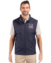 New York Yankees Stars & Stripes Cutter & Buck Stealth Hybrid Quilted Mens Big and Tall Windbreaker Vest Liberty Navy Front Thumbnail Image