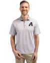 Arizona Diamondbacks Cutter & Buck Virtue Eco Pique Micro Stripe Recycled Mens Polo Polished/White Front Thumbnail Image