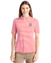 North Carolina State Wolfpack Alumni - Cutter & Buck Virtue Eco Pique Stripe Recycled Womens Top Red Front Thumbnail Image