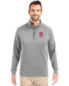 North Carolina State Wolfpack Alumni - Cutter & Buck Adapt Eco Knit Stretch Recycled Mens Quarter Zip Pullover Polished Medium Gray Front Thumbnail Image