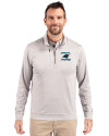 Carolina Panthers Historic Cutter & Buck Stealth Heathered Quarter Zip Mens Pullover Polished Medium Gray Front Thumbnail Image