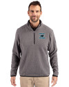 Carolina Panthers Historic Cutter & Buck Cascade Eco Fleece Mens Quarter Zip Jacket Elemental Grey/Black Front Thumbnail Image