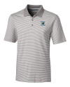 Carolina Panthers Historic Cutter & Buck Forge Tonal Stripe Stretch Mens Big and Tall Polo Polished Medium Gray Mannequin Thumbnail Image