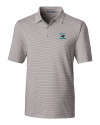 Carolina Panthers Historic Cutter & Buck Forge Pencil Stripe Stretch Mens Polo Polished Medium Gray Mannequin Thumbnail Image