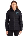 Carolina Panthers Historic Cutter & Buck Mission Ridge Repreve® Eco Insulated Womens Puffer Jacket Black Front Thumbnail Image