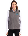 Carolina Panthers Historic Cutter & Buck Cascade Eco Fleece Womens Vest Elemental Grey/Black Front Thumbnail Image
