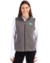 View image 4: North Dakota Cutter & Buck Cascade Epic Comfort Recycled Sherpa Fleece Womens Full Zip Vest Elemental Grey/Black Front