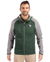 North Dakota Cutter & Buck Mainsail Full Zip Hooded Mens Jacket Hunter Heather/Polished Heather Front Thumbnail Image