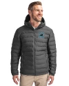 View image 4: Carolina Panthers Historic Cutter & Buck Mission Ridge   Repreve® Recycled Insulated Puffer Mens Full Zip Jacket Elemental Grey Front