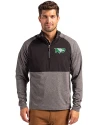 North Dakota Cutter & Buck Adapt Eco Knit Hybrid Recycled Mens Quarter Zip Black Heather/Black Front Thumbnail Image