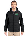 North Dakota Cutter & Buck Evoke Hybrid Eco Softshell Recycled Full Zip Mens Big & Tall Hooded Jacket Black Front Thumbnail Image