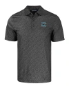 Carolina Panthers Historic Cutter & Buck Pike Eco Pebble Print Stretch Recycled Mens Polo Black Mannequin Thumbnail Image