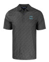 Carolina Panthers Historic Cutter & Buck Pike Eco Pebble Print Stretch Recycled Mens Polo Black Mannequin Thumbnail Image