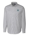 View image 2: Carolina Panthers Historic Cutter & Buck Easy Care Stretch Oxford Stripe Mens Big & Tall Long Sleeve Button Down Shirt Charcoal Mannequin