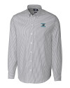 Carolina Panthers Historic Cutter & Buck Stretch Oxford Stripe Mens Big and Tall Long Sleeve Dress Shirt Charcoal Mannequin Thumbnail Image