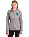Carolina Panthers Historic Cutter & Buck Mainsail Full Zip Hooded Womens Jacket Polished Heather Front Thumbnail Image
