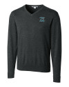 Carolina Panthers Historic Cutter & Buck Lakemont Tri-Blend Mens Big and Tall V-Neck Pullover Sweater Charcoal Heather Mannequin Thumbnail Image