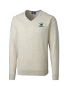 Carolina Panthers Historic Cutter & Buck Lakemont Tri-Blend Mens Big and Tall V-Neck Pullover Sweater Oatmeal Heather Mannequin Thumbnail Image