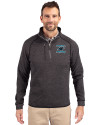 Carolina Panthers Historic Cutter & Buck Mainsail Sweater-Knit Mens Big and Tall Half Zip Pullover Jacket Charcoal Heather Front Thumbnail Image