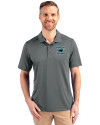 Carolina Panthers Historic Cutter & Buck Prospect Eco Textured Stretch Recycled Mens Big & Tall Polo Elemental Grey Front Thumbnail Image