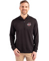 Umass Minutemen Cutter & Buck Virtue Eco Pique Recycled Quarter Zip Mens Pullover Black Front Thumbnail Image
