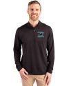 Carolina Panthers Historic Cutter & Buck Virtue Eco Pique Recycled Quarter Zip Mens Pullover Black Front Thumbnail Image