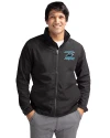 Carolina Panthers Historic Cutter & Buck Charter Recycled Packable Mens Full Zip Jacket Black Front Thumbnail Image
