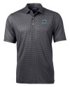 Carolina Panthers Historic Cutter & Buck Pike Banner Print Stretch Mens Big & Tall Polo Black Mannequin Thumbnail Image
