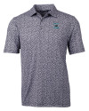 Carolina Panthers Historic Cutter & Buck Pike Magnolia Print Stretch Mens Polo Black/Polished Mannequin Thumbnail Image