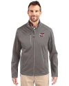 Umass Minutemen Cutter & Buck Evoke Softshell Recycled Full Zip Mens Jacket Elemental Grey Front Thumbnail Image