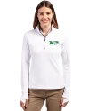 North Dakota Cutter & Buck Traverse Stretch Eco Quarter Zip Womens Pullover White Front Thumbnail Image