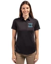 View image 4: Carolina Panthers Historic Cutter & Buck Prospect Recycled Featherlight Stretch Womens Polo Black Front