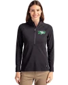 North Dakota Cutter & Buck Adapt Eco Knit Stretch Recycled Womens Half Zip Pullover Black Front Thumbnail Image
