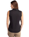 Carolina Panthers Historic Cutter & Buck Forge Stretch Womens Sleeveless Polo Black Back Thumbnail Image