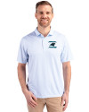 Carolina Panthers Historic Cutter & Buck Pike Eco Symmetry Print Stretch Recycled Mens Polo White/Atlas Front Thumbnail Image