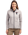 Atlanta Falcons Historic - Cutter & Buck Adapt Eco Knit Hybrid Recycled Womens Full Zip Jacket Polished Medium Gray Front Thumbnail Image