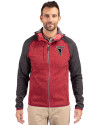 Atlanta Falcons Historic - Cutter & Buck Mainsail Full Zip Hooded Mens Jacket Cardinal Red Heather/Charcoal Heather Front Thumbnail Image