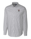 Atlanta Falcons Historic - Cutter & Buck Stretch Oxford Stripe Mens Long Sleeve Dress Shirt Charcoal Mannequin Thumbnail Image