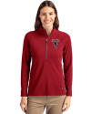 Atlanta Falcons Historic - Cutter & Buck Adapt Eco Knit Stretch Recycled Womens Half Zip Pullover Cardinal Red Front Thumbnail Image