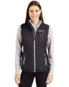 Atlanta Falcons Historic - Cutter & Buck Rainier PrimaLoft® Womens Eco Insulated Full Zip Puffer Vest Black Front Thumbnail Image