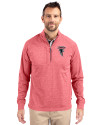 Atlanta Falcons Historic - Cutter & Buck Adapt Eco Knit Heather Mens Quarter Zip Pullover Cardinal Red Heather Front Thumbnail Image