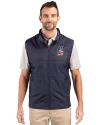 Seattle Mariners Stars & Stripes Cutter & Buck Stealth Hybrid Quilted Mens Big and Tall Windbreaker Vest Liberty Navy Front Thumbnail Image