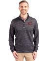 Cincinnati Reds City Connect Cutter & Buck Traverse Stretch Eco Camo Print Quarter Zip Mens Pullover Black Front Thumbnail Image