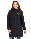 Seattle Mariners City Connect Cutter & Buck Mission Ridge Repreve Eco Insulated Womens Long Puffer Jacket Black Front Thumbnail Image